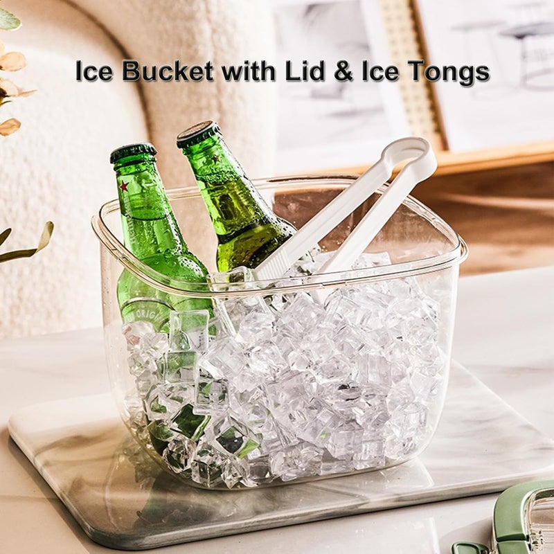 SIUPER 4QTS Ice Cube Storage Bin with Sealed Lid for Freezer Clear Ice Bucket w/ Tong for Bar Hotel Refrigerator Containers for Home Beverage Cooler for Whiskey Wine Beers Party Outdoor 8.5*6.6*7.4in - Image 2